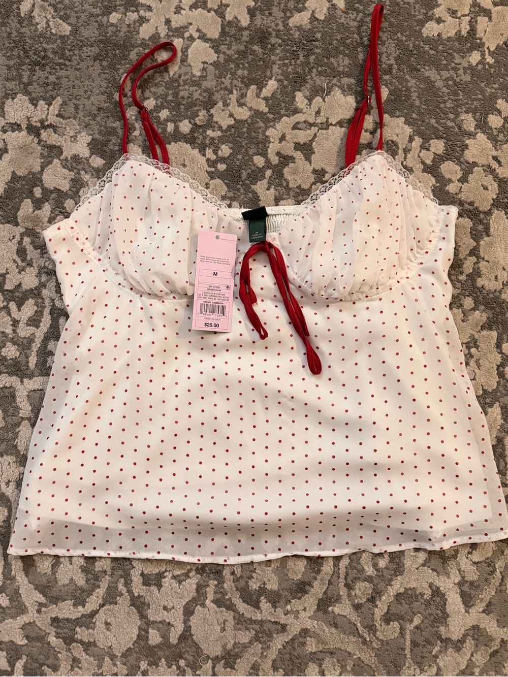NEW WITH TAGS Target White Camisole with Red Polka Dots and Red Straps